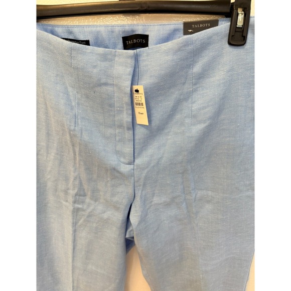 NWT Talbots Size 16W Petite Southampton Straight Leg Light Blue Linen Pants New - Picture 3 of 6